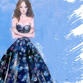 Девушка  синем платье