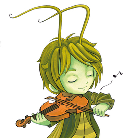 Кузнечек. Персонаж детской книги "Бабочки. Кто красивее?"