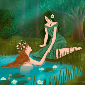 Мавка и Русалка иллюстрация для книги