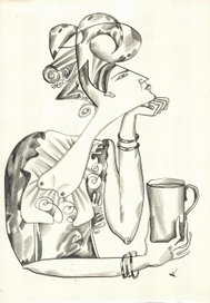 испанка пьющая кофе