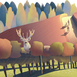 Виноградник и олень