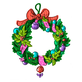 Иллюстрация  и серия паттернов "Рождественский венок"