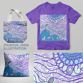 Океан. Паттерн для печати на ткани.