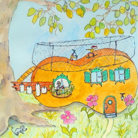 Изгиб гитары желтой