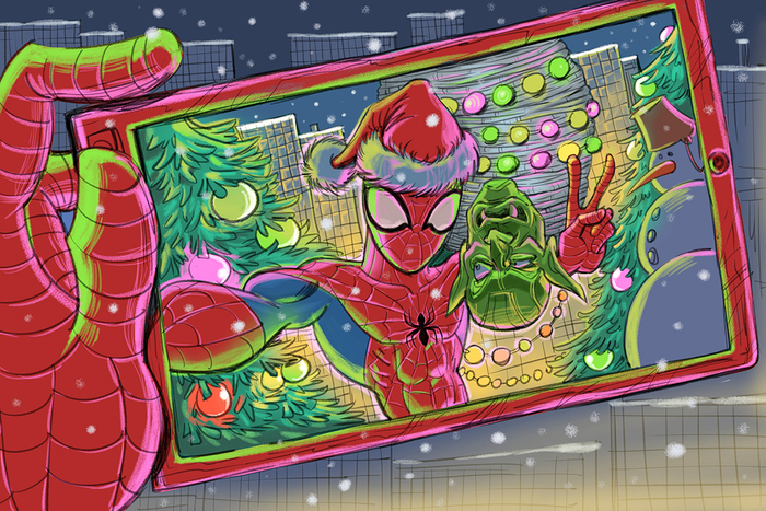 Работа на конкурс про Новогоднего спайди