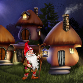 Гномик в грибной деревне