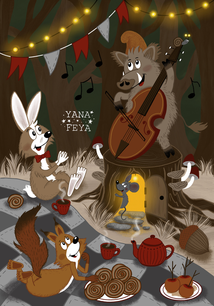 Кабанчик музыкант и лоскутное покрывало