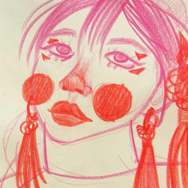 скетч: розово-красная дама 