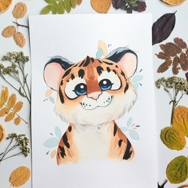 Акварельный тигрёнок