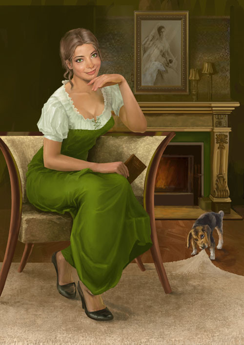 С томиком Чехова. (портрет по фото)