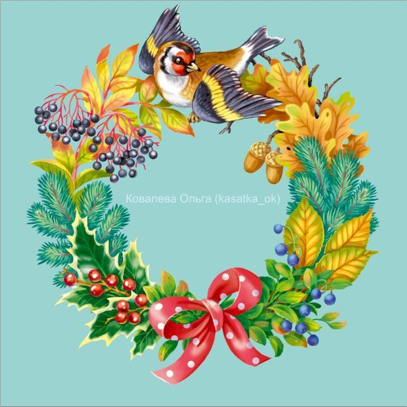Венок с птичкой