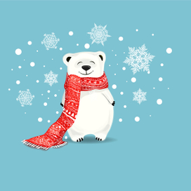 little bear, cute character, christmas card