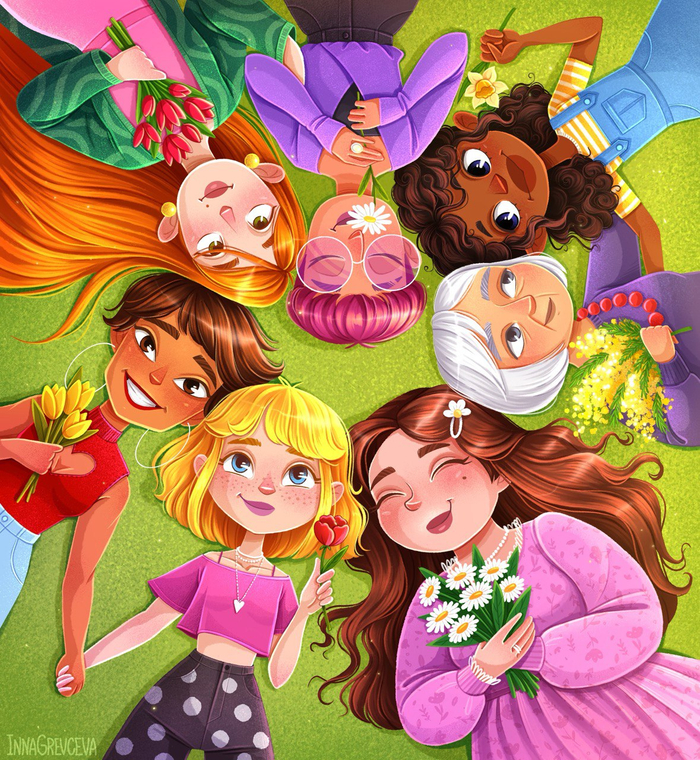 Открытка к 8 Марта. Международный женский день