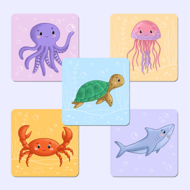 Детская настольная игра Мемо "Морские обитатели"