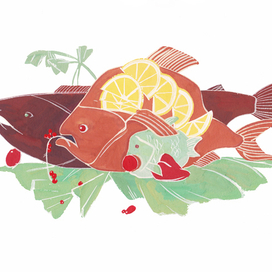 Журнальная иллюстрация на кулинарную тему.