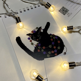 Праздничная иллюстрация для афиши котокафе в МСК