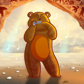 Медвежонок играет на варгане