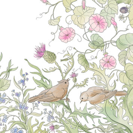 Платок "Летняя услада". Фрагмент