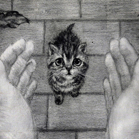 "Бездомный котенок", иллюстрация к стихотворению