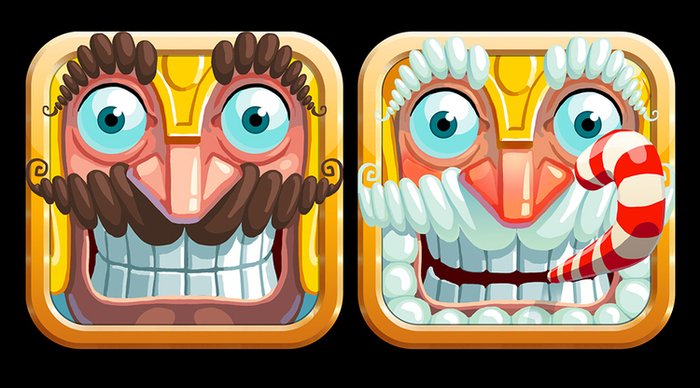 Основная иконка игры и её новогодний вариант