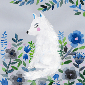 Loup gris au printemps