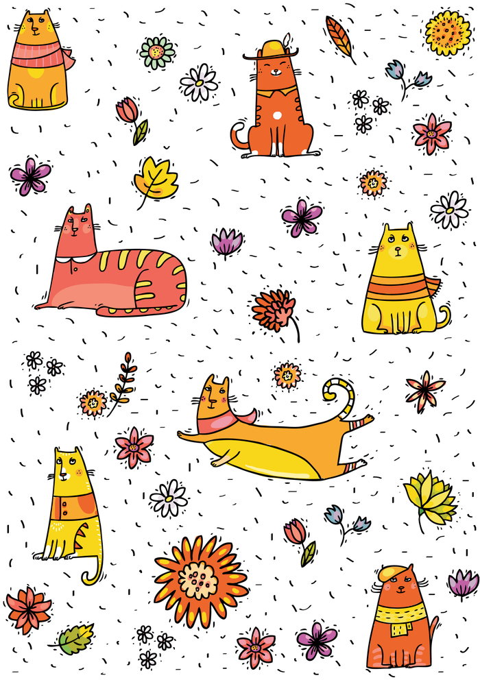 Паттерн из коллекции "Осенние коты"