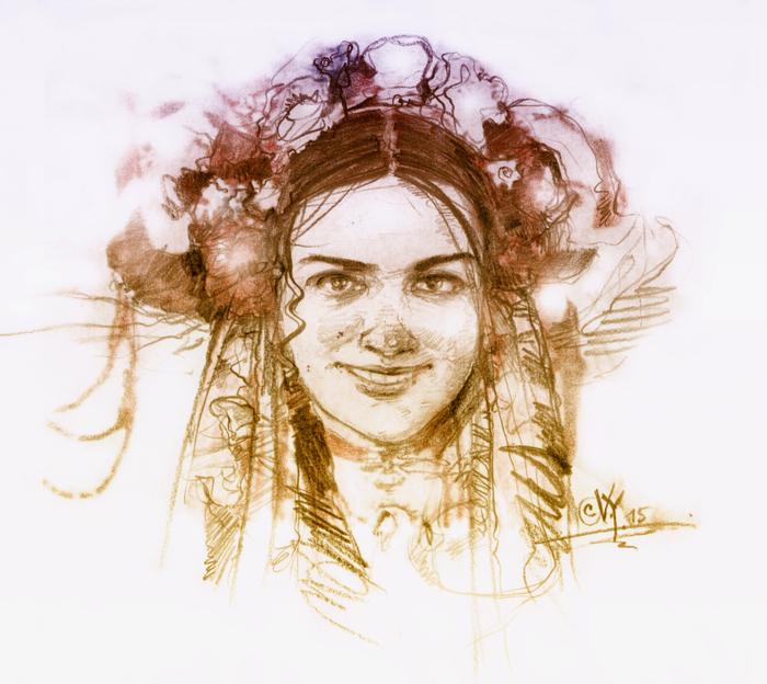 Nikolay Gogol. The story "The Night Before Christmas." Author's illustration.