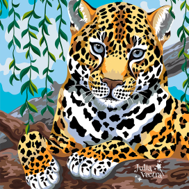 Леопард, картина по номерам