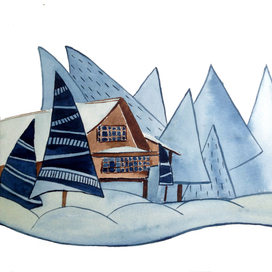 дом в зимнем лесу