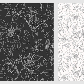 Бесшовный паттерн с цветами щиповника