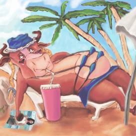 Корова на отдыхе 