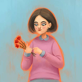 Голубое платье