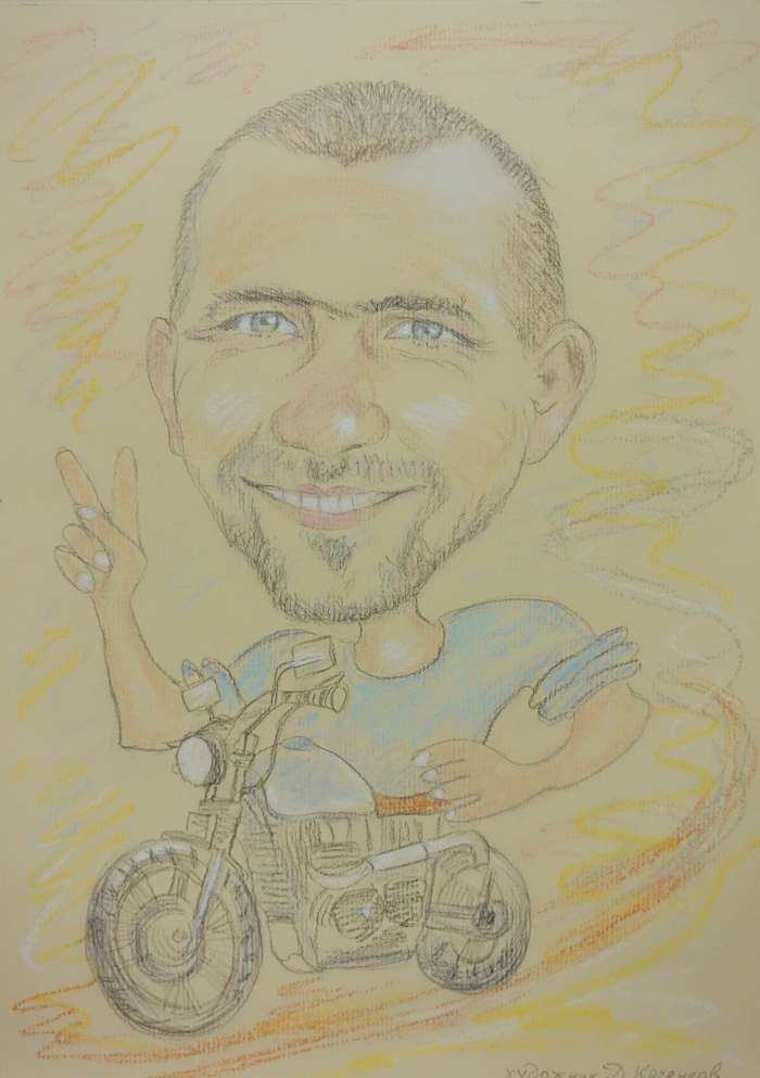 шарж с мотоциклом