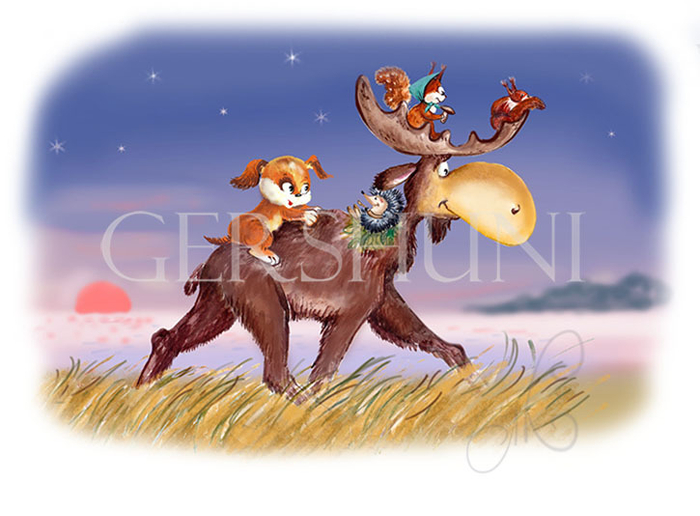 Уже смеркалось,когда Дядюшка Лось повез всех домой.. 