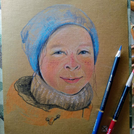 портрет на тонированной бумаге