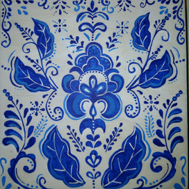 Подставка под горячее в стиле гжель 