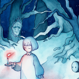 Девочка в темном лесу