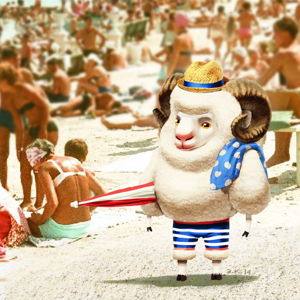 Баран на пляже