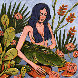 девушка и аллигатор