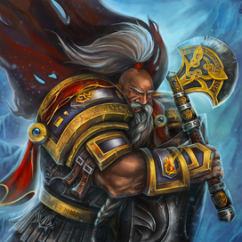 Concept art character by Troitskaya. Гном-воин в рунических доспехах