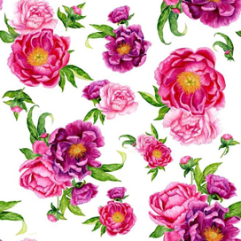 Акварельные пионы, паттерн