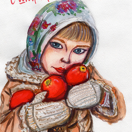 Девочка с яблоками