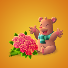 Мишка с розами