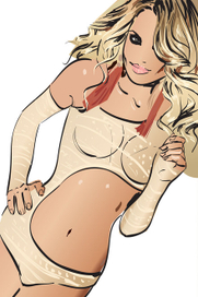 портрет блонднки в красных сережках