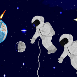 космонавты в космосе