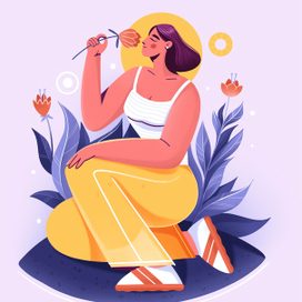 девушка сидит