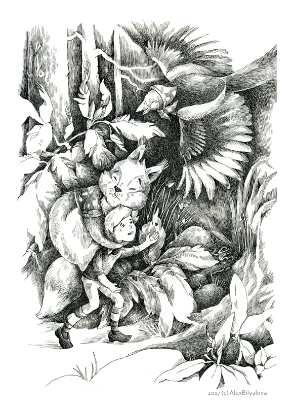 Иллюстрация к истории Сельмы Лагерлёф "Чудесное путешествие Нильса Хольгерсона с дикими гусями"