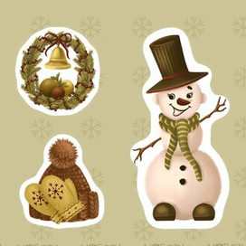 Ретро стикеры новогодние