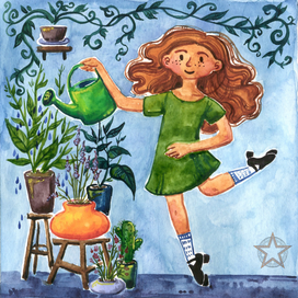 Танцовщица и цветы.