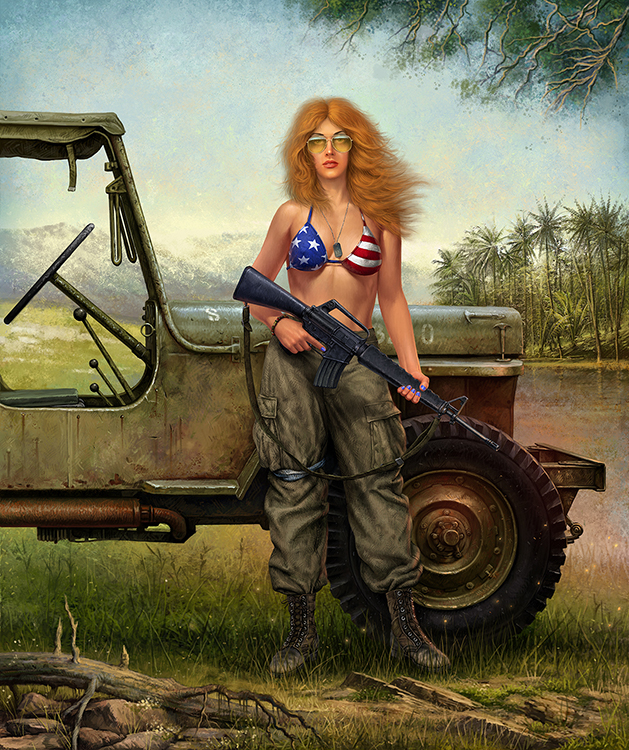 Работа из серии милитари-пинап. "Вьетнам"